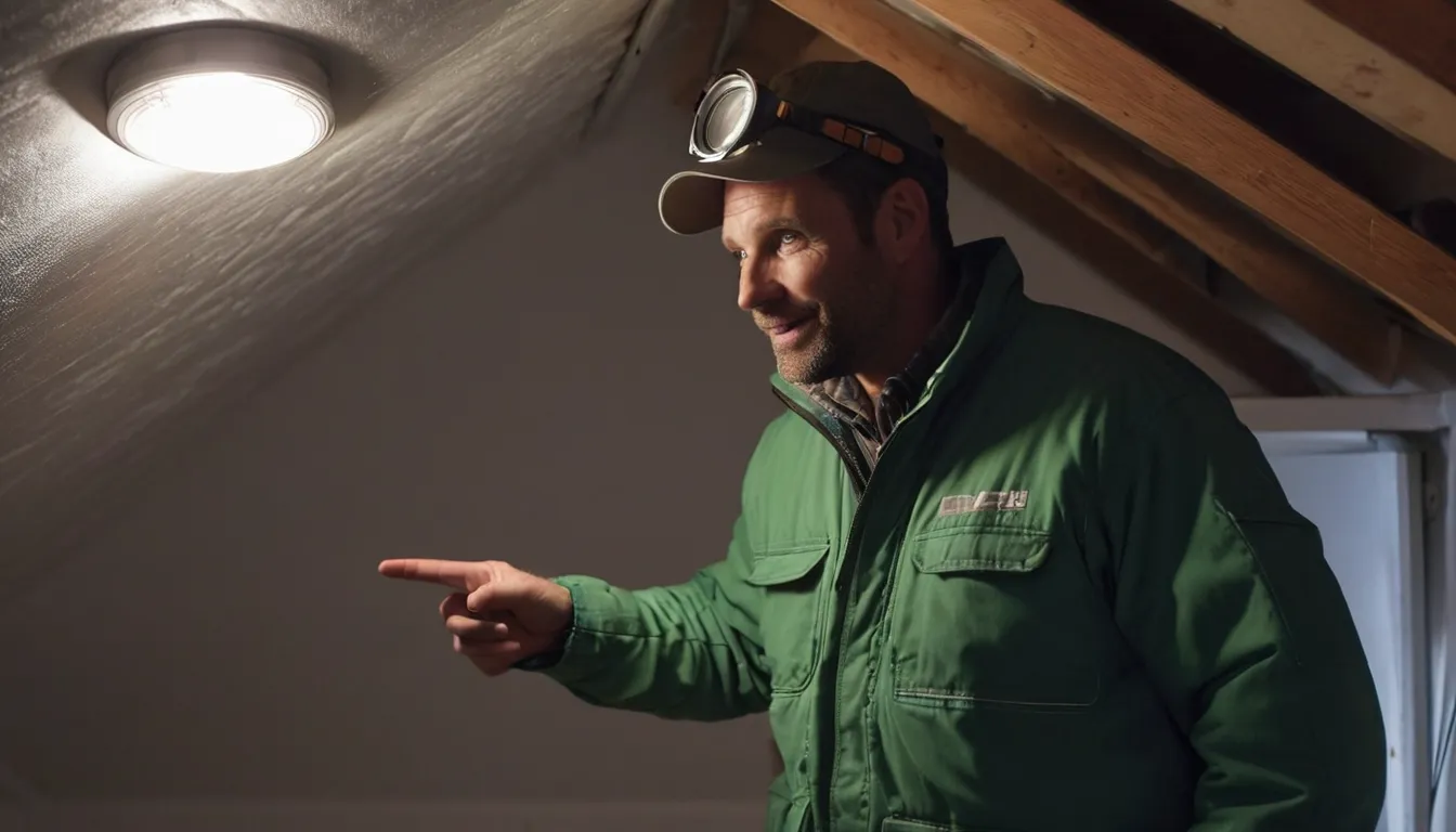 A local provider inspecting an attic for signs of rodents and wildlife in a Choctaw home