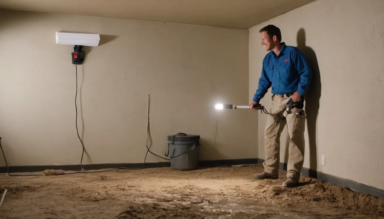 Friendly local provider showing a homeowner a mud tube on a basement foundation wall in the Choctaw area
